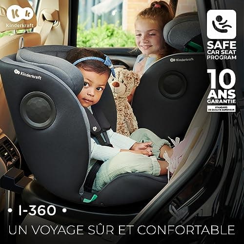 I-360 Siège auto bébé Kinderkraft, Isofix, 360° pivotant, Groupe 0/1/2/3, dès la naissance et jusqu'à 12 ans environ,Pro