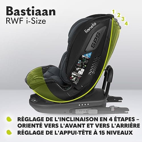LIONELO Bastiaan RWF i-Size Siège Auto Pivotant 360° 0-36kg ISOFIX TopTether Appui-tête Regulier Sécurité Route Montage