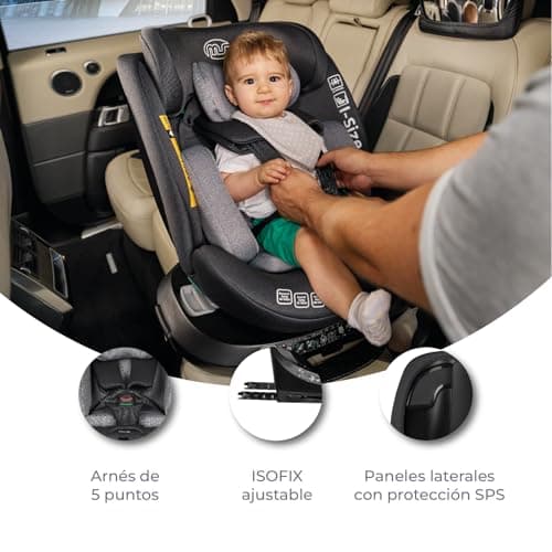 Ms BabyWorld Denver I-Size Siège Auto Pivotant à 360º ISOFIX et jambe de force pour enfants de 0 à 12 ans, 40-150 cm (0~