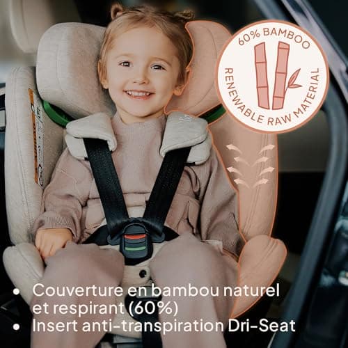 LIONELO Harmony I-SIZE Siège auto pour enfants pivotant 360°, montage ISOFIX et stabilisateur, appuie-tête réglable, gri