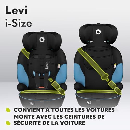 LIONELO Levi i-Size Siege Auto 9-36 kg Groupe 1 2 3 Noir | Protection Latérale & Protection Crânienne | Ceintures 5 Poin