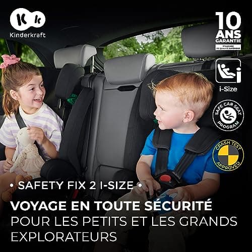 Kinderkraft SAFETY-FIX2 I-SIZE 76-150 cm, Isofix 9 à 36kg, Systèmes de sécurité avancés pour enfants de 15 mois à 12 ans