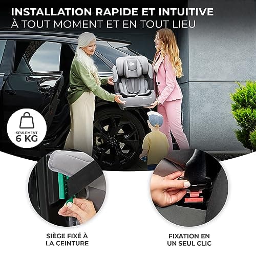 Kinderkraft COMFORT UP i-Size Noir pour bébés de 15 mois à 12 ans, 11 niveaux de réglage et harnais 5 points