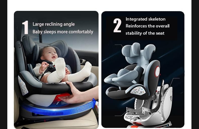 Reenborn À 360° Siège D'Auto Rotatif Inclinable Pour Enfants, Idéal Pour La Route et Le Coinnage, Équipé d'un Appui-Tête