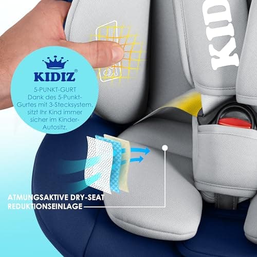 KIDIZ® Siège auto ISOFIX Top Tether pour enfant | Siège auto pour bébé pivotant 360° | Groupe 0/1/2/3, dès la naissance,