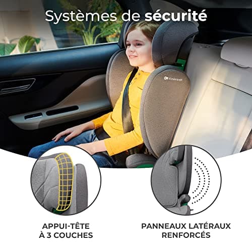 Kinderkraft JUNIOR FIX i-Size Siège auto bébé Gris Protection latérale Têtière ajustable