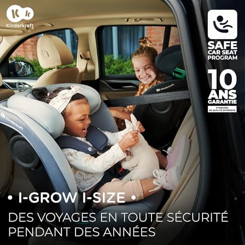 Kinderkraft I-GROW Siège auto bébé, ISOFIX 40-150 cm, 0-36 kg, adaptatif, dès la naissance et jusqu'à 12 ans environ, pr