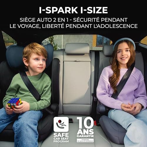 Kinderkraft I-SPARK i-Size Siège auto bébé Noir : léger et sécurisant pour les enfants de 3,5 à 12 ans