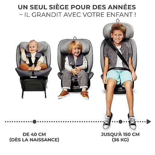 Kinderkraft I-GROW Siège auto bébé, Groupe 0/1/2/3, Isofix, Gris