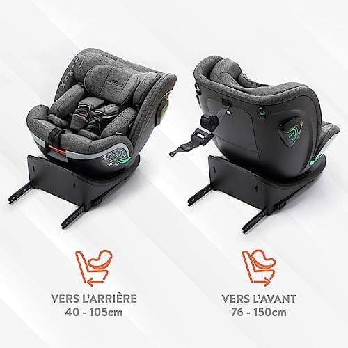 Siege auto BABYAUTO XPERTA GREY DOBBY | De la naissance à 12 ans | 0-36 kg | I-Size | ISOFIX | Pivotant 360° | ECE R129