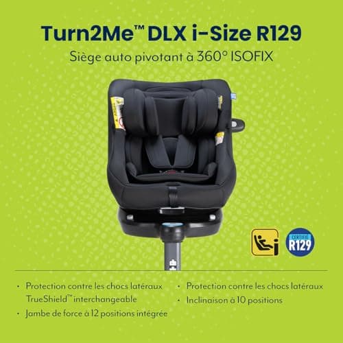 Siège-auto Graco Turn2Me i-Size DLX R129 noir pour enfant de la naissance à environ 4 ans avec harnais 5 points et posit