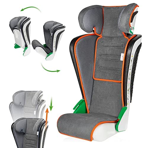 WALSER Premium Siège auto Noemi Anthracite/bleu ECE R129 sans i-Size pour enfants 3-8 ans grande taille adapté aux voitu