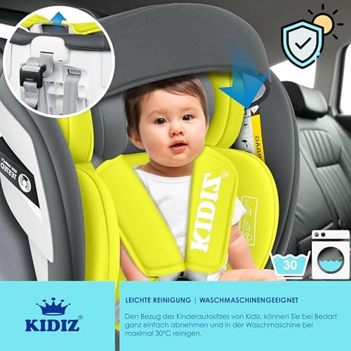 KIDIZ® Siège auto pour enfant Isofix Top Tether | Siège auto pour bébé pivotant 360° | Groupe 0/1/2/3, dès la naissance,