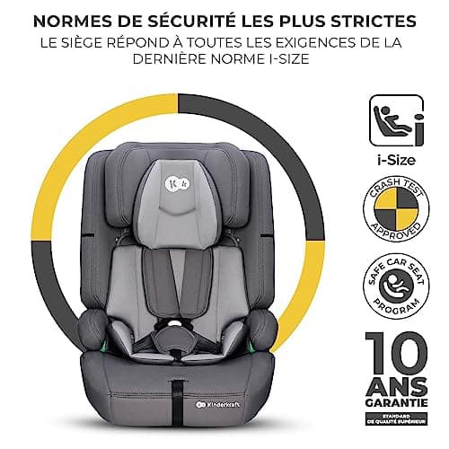 Kinderkraft SAFETY-FIX2 I-SIZE 76-150 cm, Isofix 9 à 36kg, Systèmes de sécurité avancés pour enfants de 15 mois à 12 ans