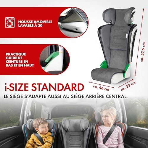 WALSER Premium Siège auto Noemi Anthracite/bleu ECE R129 sans i-Size pour enfants 3-8 ans grande taille adapté aux voitu