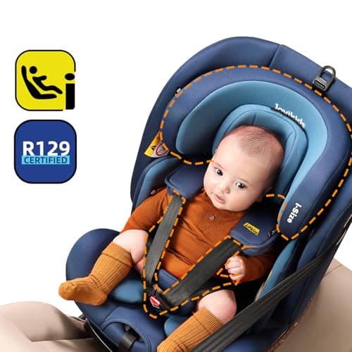 Siege Auto JoVikids Bleu i-Size 40-150 cm ISOFIX Groupe 0/1/2/3 Top Tether 360° Pivotant 12 Positions Appui-tête