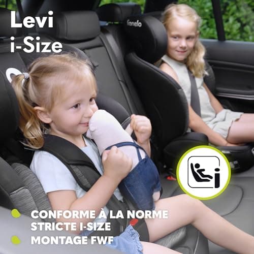 LIONELO Levi i-Size Siege Auto 9-36 kg Groupe 1 2 3 Noir | Protection Latérale & Protection Crânienne | Ceintures 5 Poin