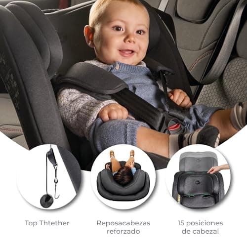 CORFÚ Siège Auto i-Size | ISOFIX et Top Tether | 0 à 12 ans | Dos à la route jusqu’à 18 kg | Pivotant 360º Universel
