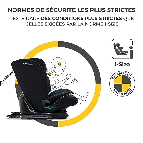Kinderkraft ONETO3 I-Size Noir, Siège auto bébé Groupe 1/2/3 76-150 cm, Installation ISOFIX facile pour 15 mois à 12 ans
