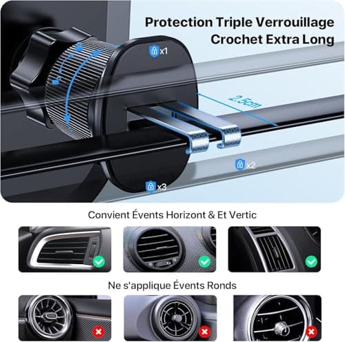 Miracase [4 en 1] Support Téléphone Voiture Militaire Ventouse & 360° Rotation Usager Militaire & Sport eminent pour Voi