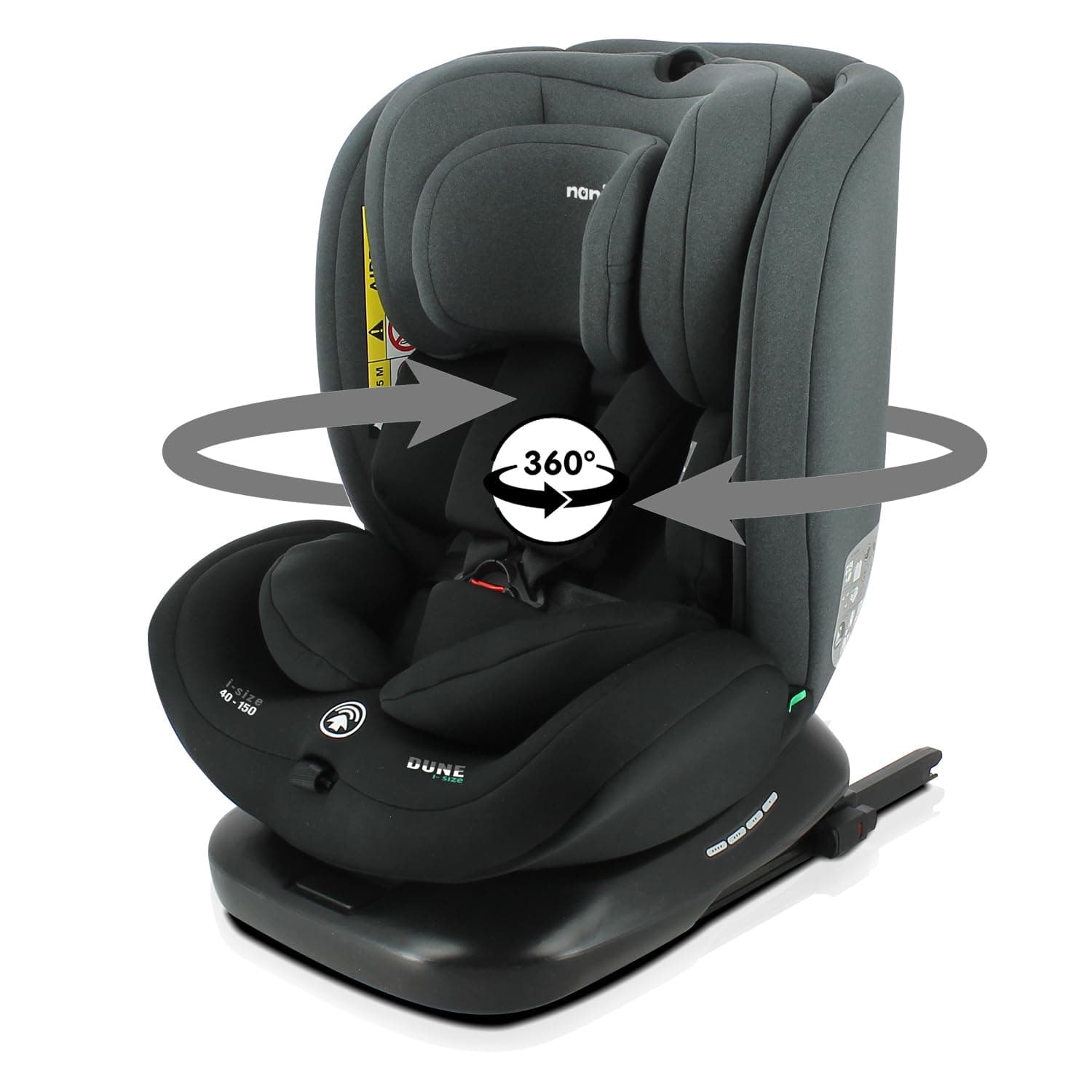 Nania - Siège Auto DUNE Pivotant 360° I-Size 40-150 cm | Evolutif dès la naissance jusqu'à 12 ans environ | Protctions l