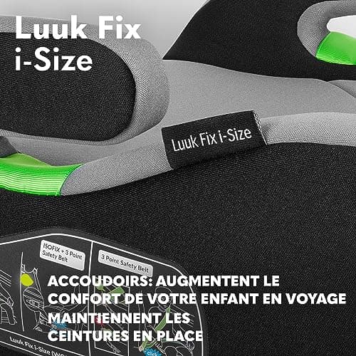 LIONELO LUUK FIX i-Size Siège Auto en ISOFIX pour Enfants, Groupe 2 et 3, 22-36 kg, Confortable avec Accoudoirs, Housse
