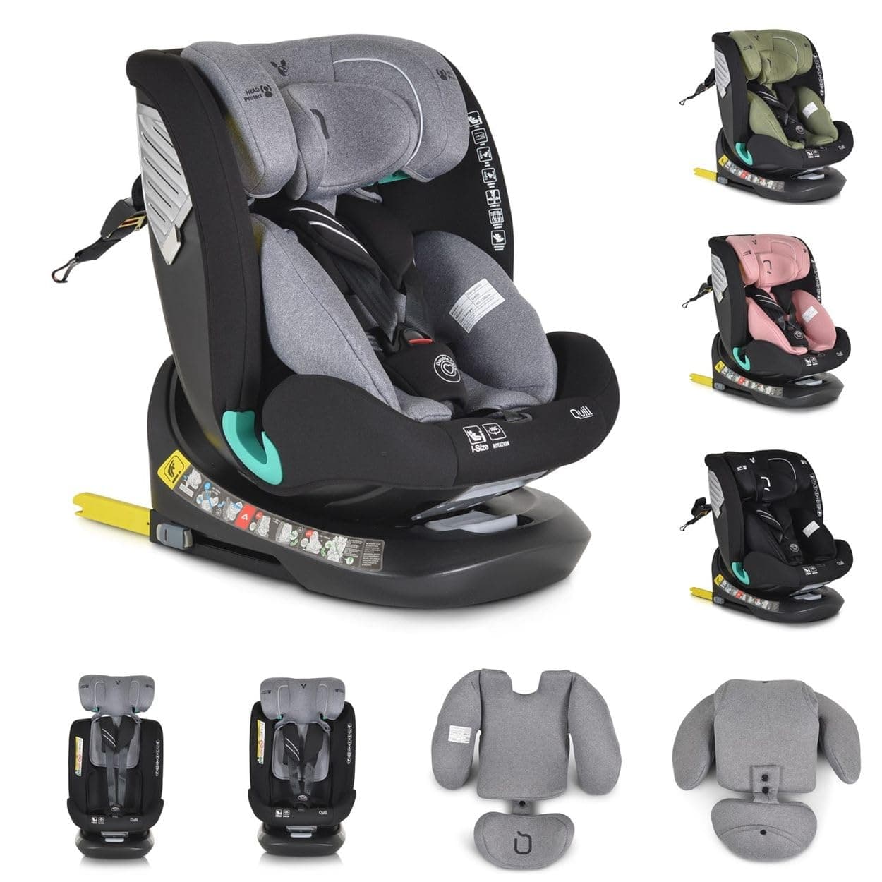 Cangaroo siège bébé i-Size Quill Gris Isofix 360°pour enfants de 40-150cm groupe 0/1/2/3
