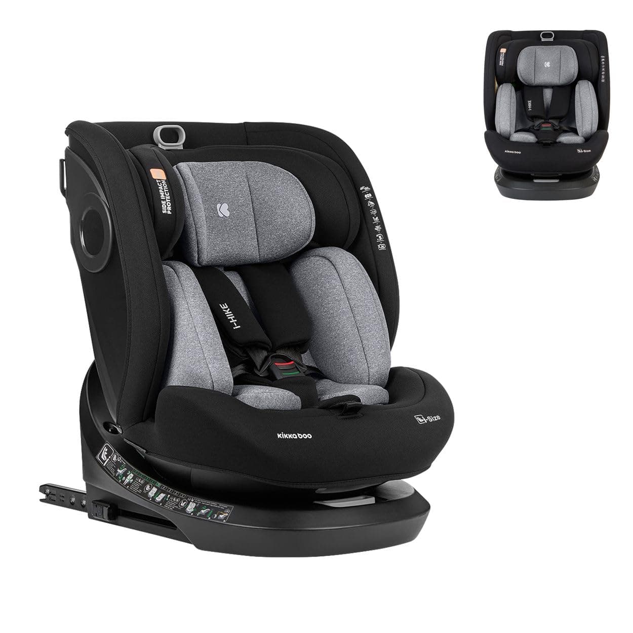 Kikkaboo siège enfant i-Size i-Hike (40-150 cm) Isofix pivotant à 360° réglable, pour enfants, voyage familial, sécurité