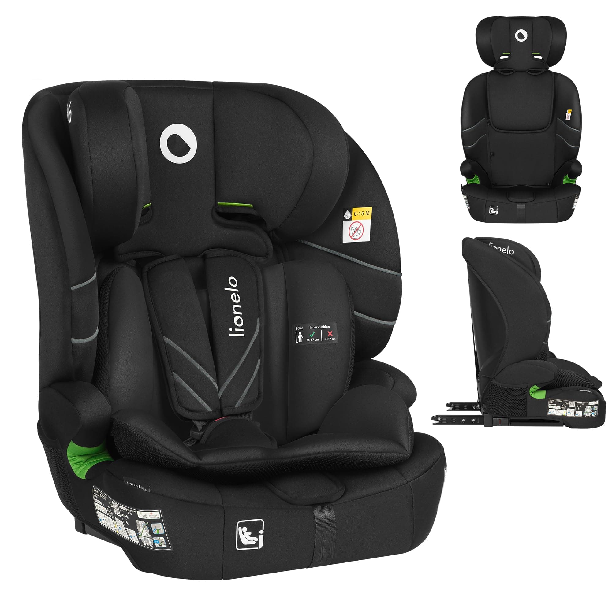 LIONELO LEVI FIX I-SIZE Siège auto pour enfants 10 pos. appuie-tête, ISOFIX & Top Tether, 76-150 cm 18 kg, R129 i-Size (