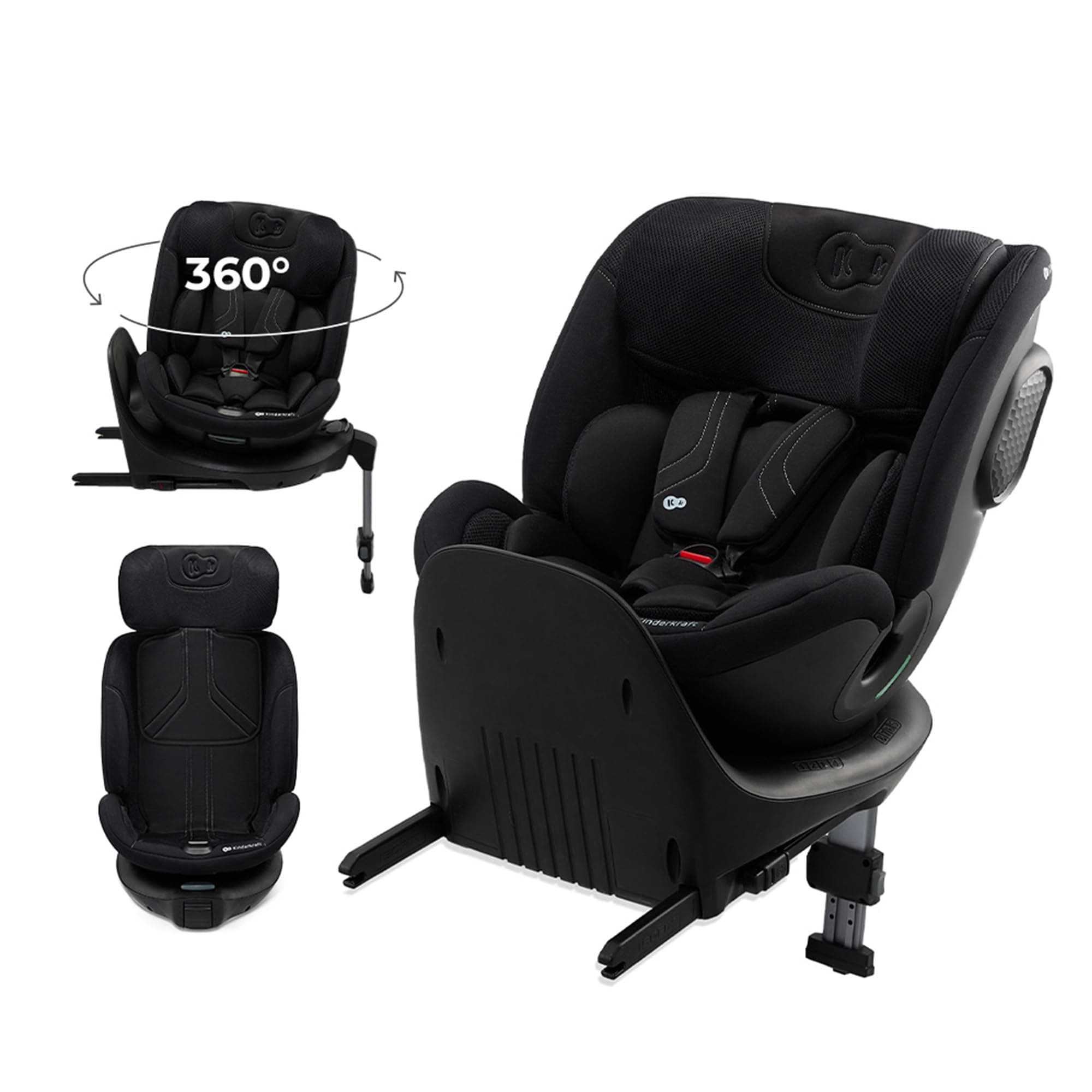 Kinderkraft XRIDER2 I-SIZE Noir | Siège Auto Bébé 0-25 kg Évolutif 40-125 cm | Protection 360° Isofix | Pour Enfants 0-7