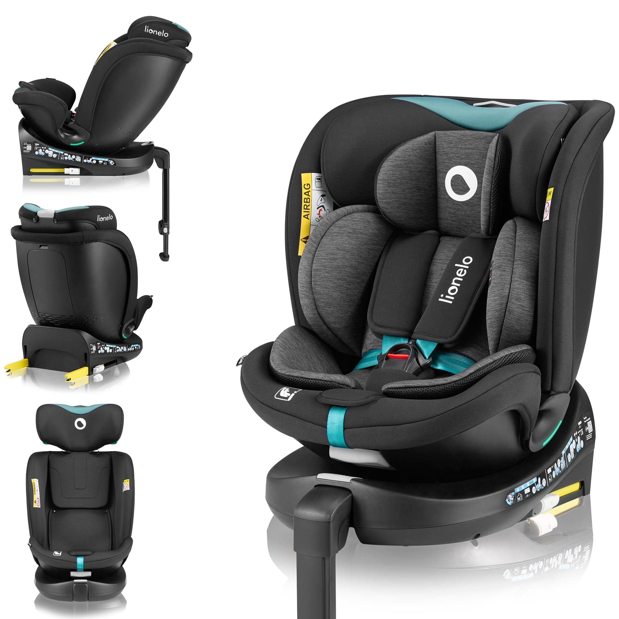 LIONELO NAVY i-Size 360o Siège auto pour enfants 40–150 cm | Installation ISOFIX | Dri-Seat (Turquoise)