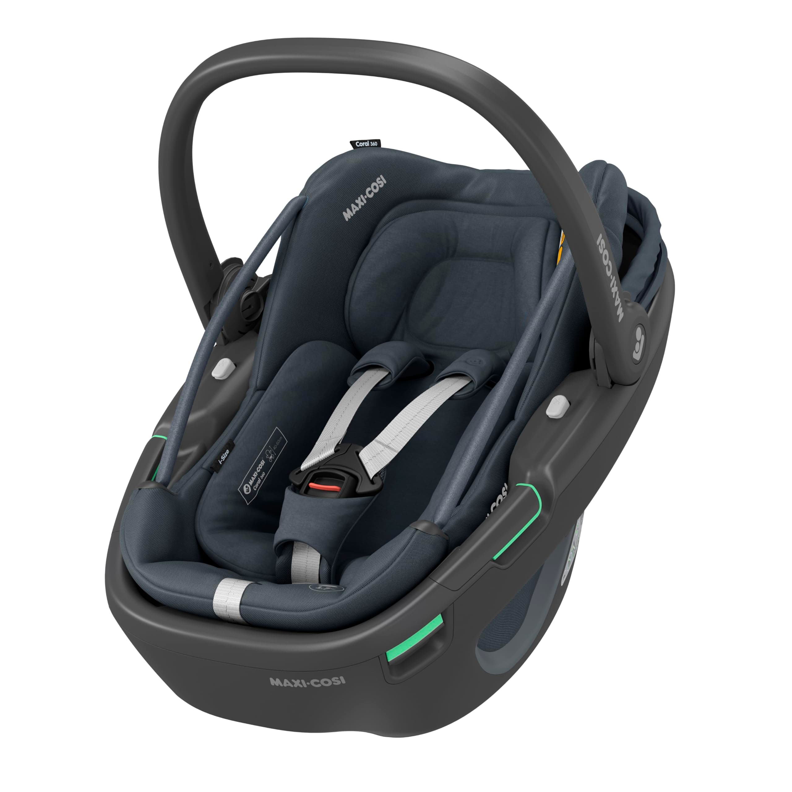 Maxi-Cosi Coral 360 i-Size Essential Graphite, Siège-auto bébé Nouveau-né, Nacelle ultra légère Rotation à une main