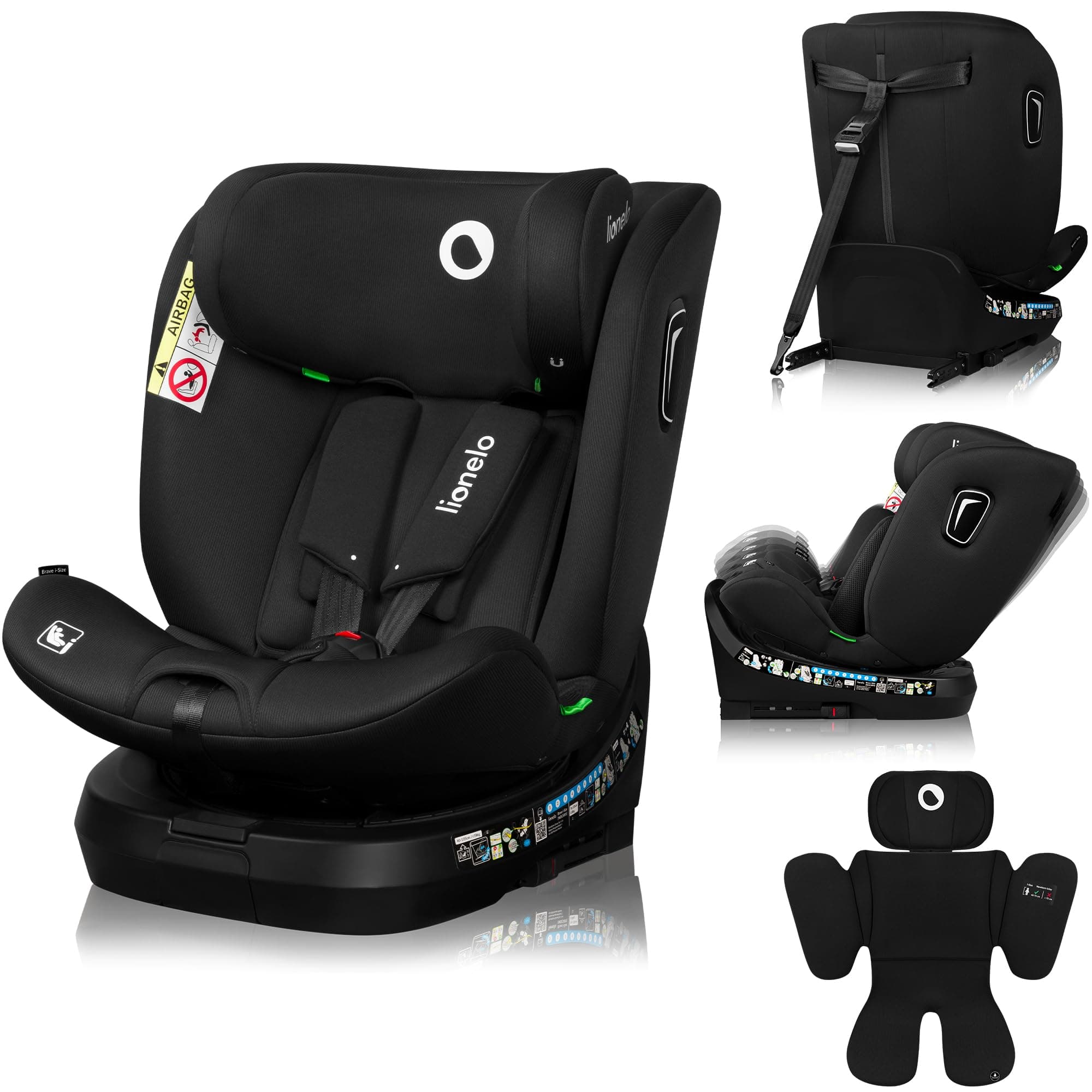 LIONELO BRAVE | Siège Auto Pivotant à 360° | ISOFIX TopTether | Protection Latérale | Réglage de l'Appui-tête | Orienté