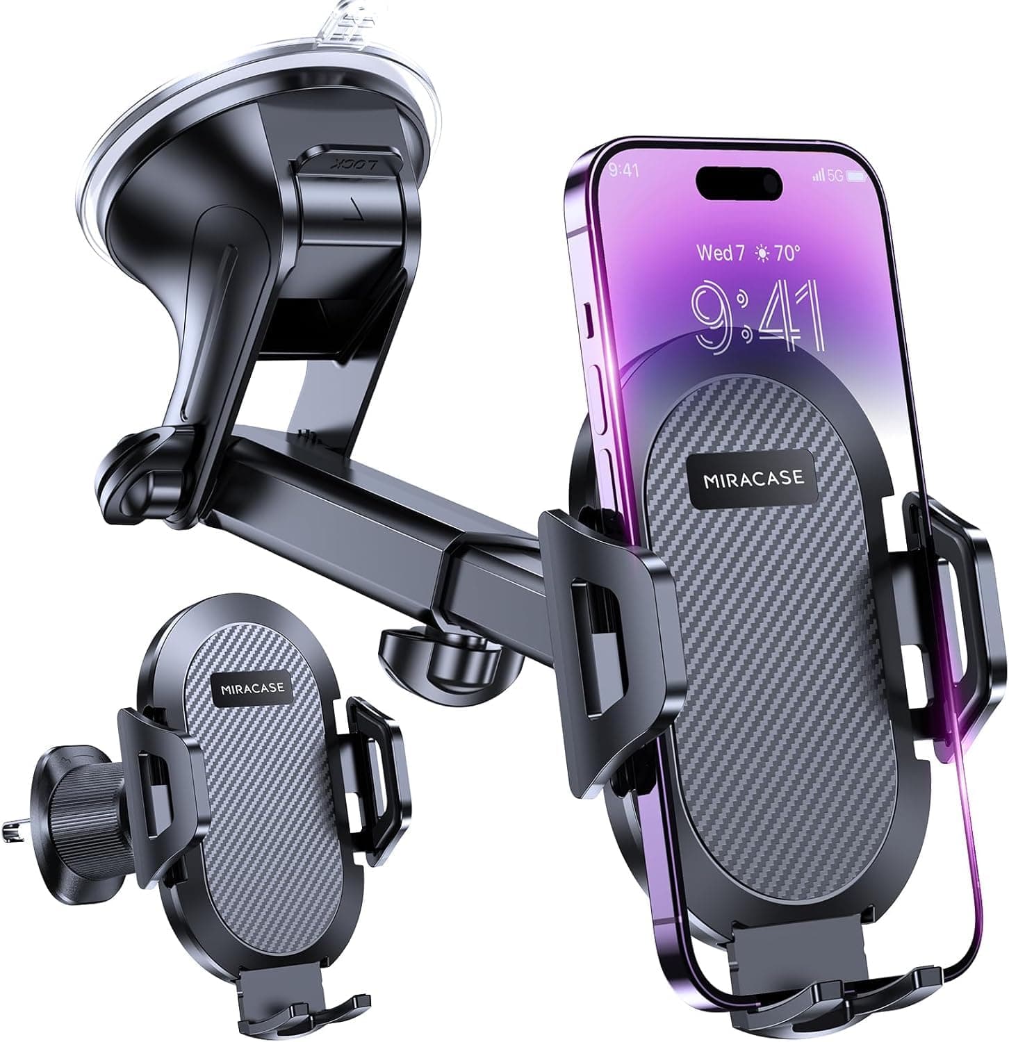 Miracase [4 en 1] Support Téléphone Voiture Militaire Ventouse & 360° Rotation Usager Militaire & Sport eminent pour Voi