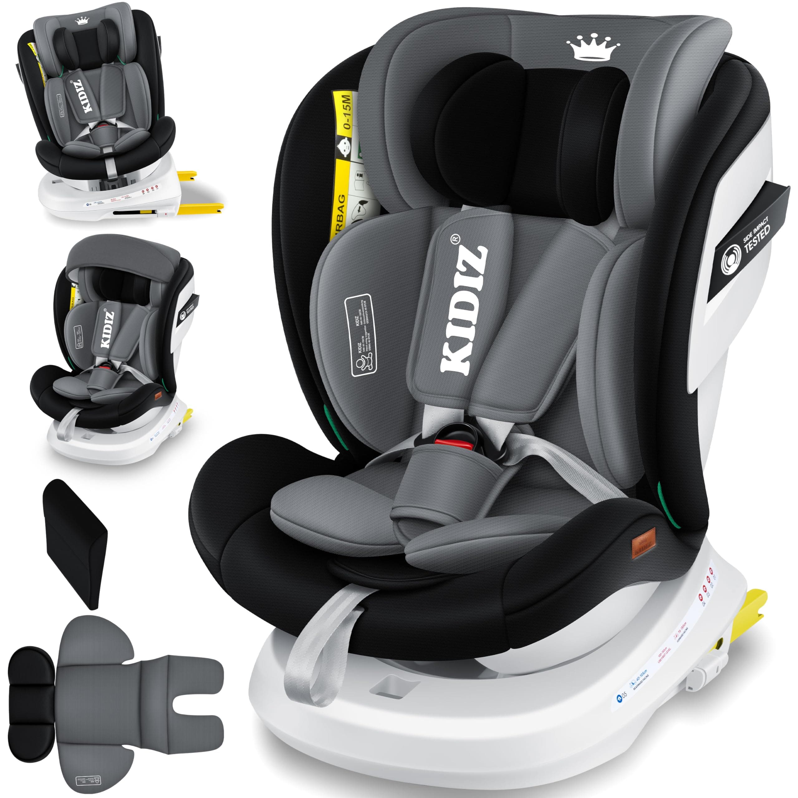 KIDIZ® Siège auto Isofix Top Tether pour enfant | Siège auto pivotant 360° pour bébé | Siège auto groupe 0/1/2/3 dès la