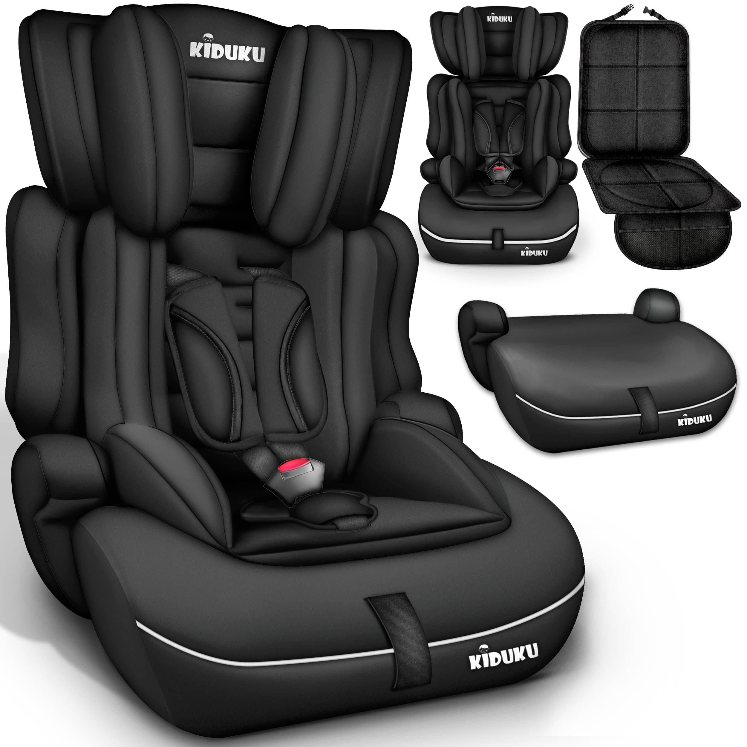 KIDUKU® Siège Auto pour Enfants Noir - Protection Évolutive de 9 kg à 36 kg (Groupe 1+2+3)