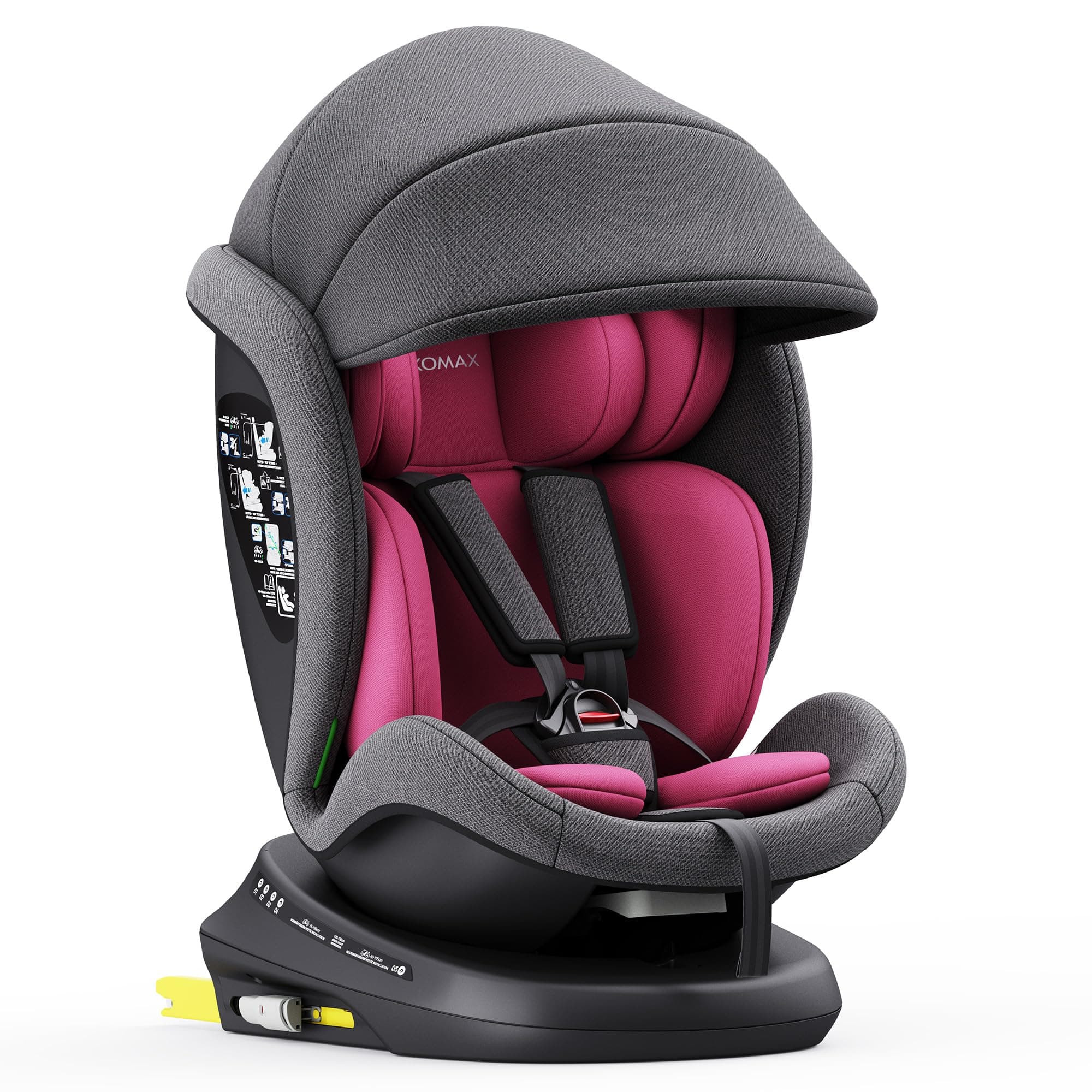 XOMAX 946i - Siège enfant rotatif 360° ISOFIX, fonction inclinable, évolutif 0-36 kg, 0-12 ans, groupe 0/1/2/3, harnais