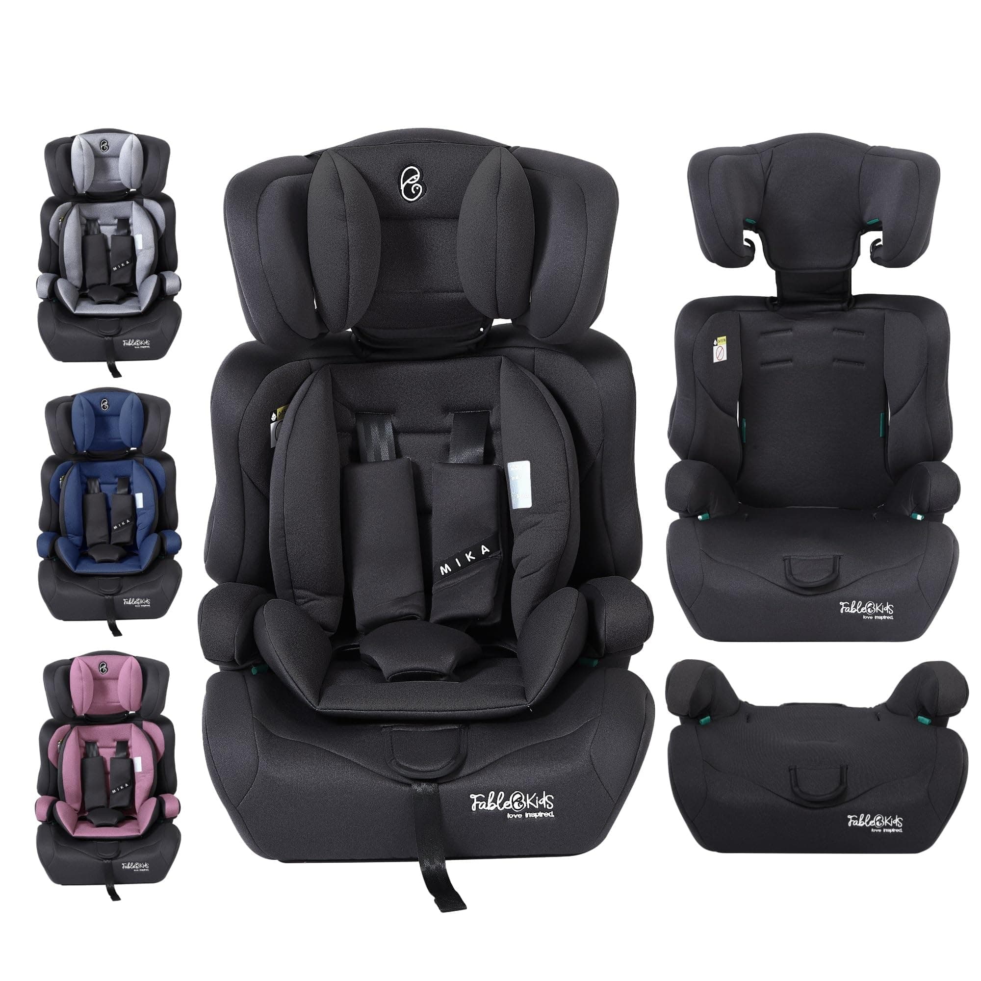 Siège auto FableKids pour enfants noir 76-150 cm ECE R129/03 44,5x41x68-75cm