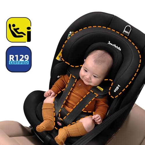 Jovikids Siege Auto Noir i-Size pour Groupe 0/1/2/3 40-150cm ISOFIX ECE R129 360° Pivotant