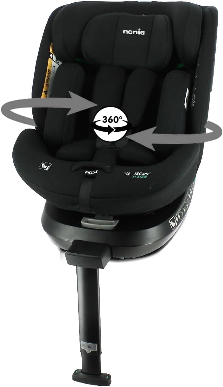 Nania - Siège auto SPIRIT pivotant 360° pour enfant - I-Size 40-150 cm - Adaptable de naissance à 12 ans - Fixations iso