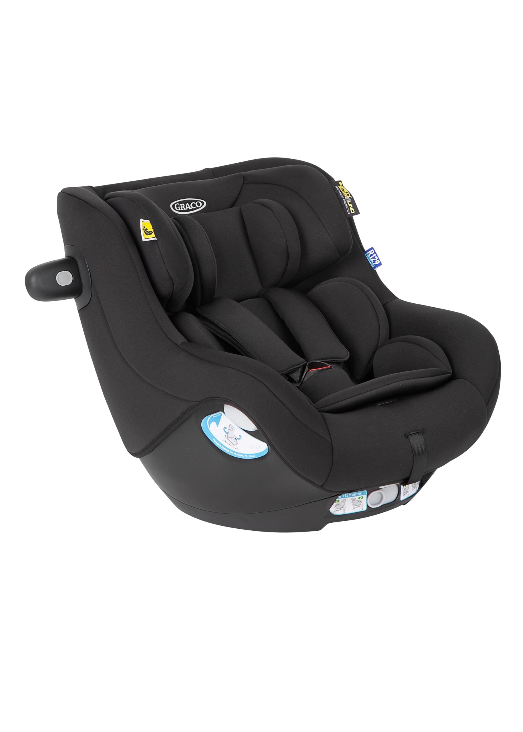 Graco SnugGo i-Size R129 noir, siège auto rotatif 360° ISOFIX, pour enfants de la naissance à 4 ans, harnais 5 points et