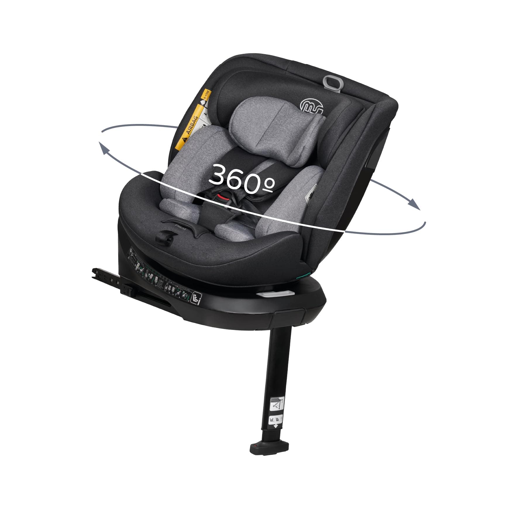 Ms BabyWorld Denver I-Size Siège Auto Pivotant à 360º ISOFIX et jambe de force pour enfants de 0 à 12 ans, 40-150 cm (0~