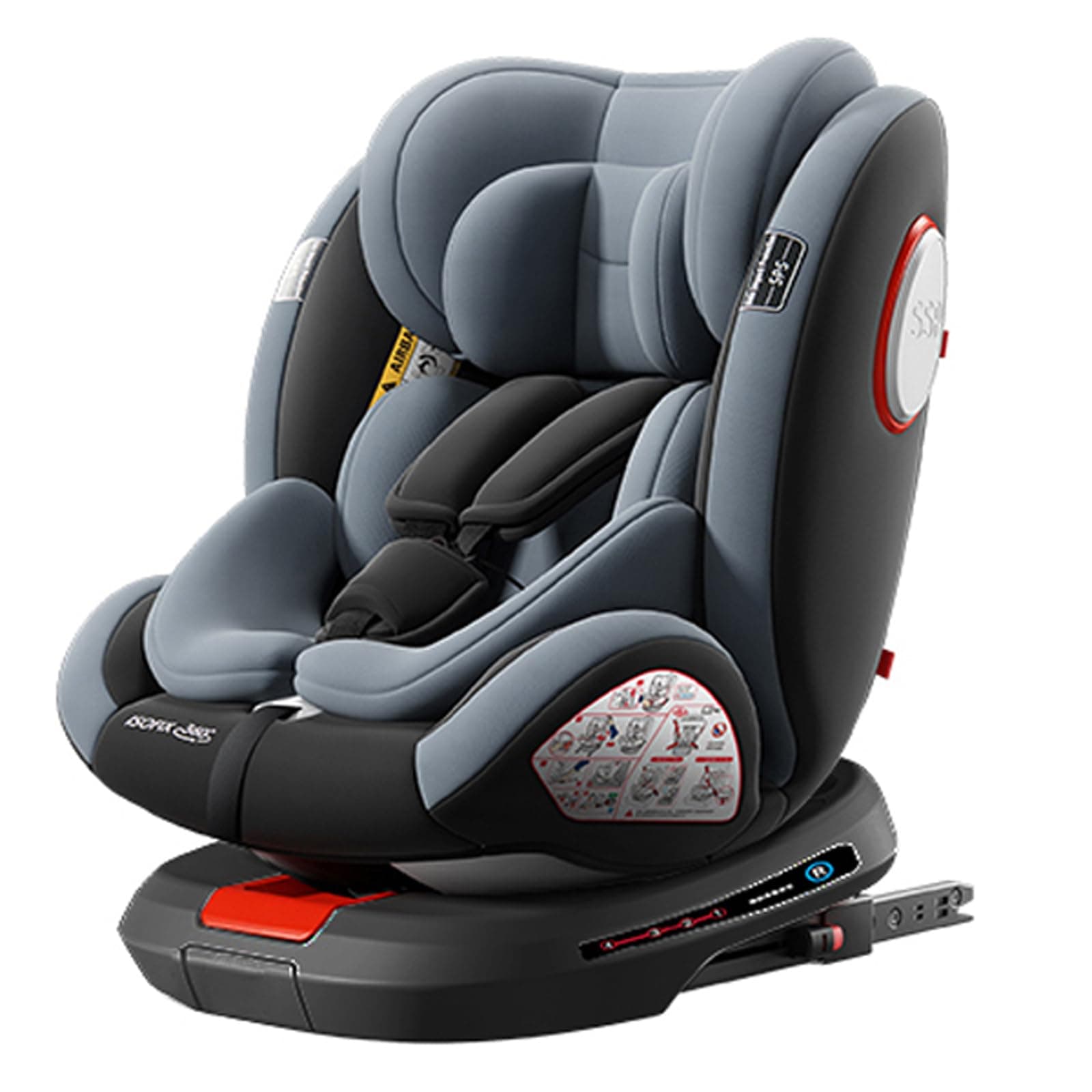 Reenborn À 360° Siège D'Auto Rotatif Inclinable Pour Enfants, Idéal Pour La Route et Le Coinnage, Équipé d'un Appui-Tête