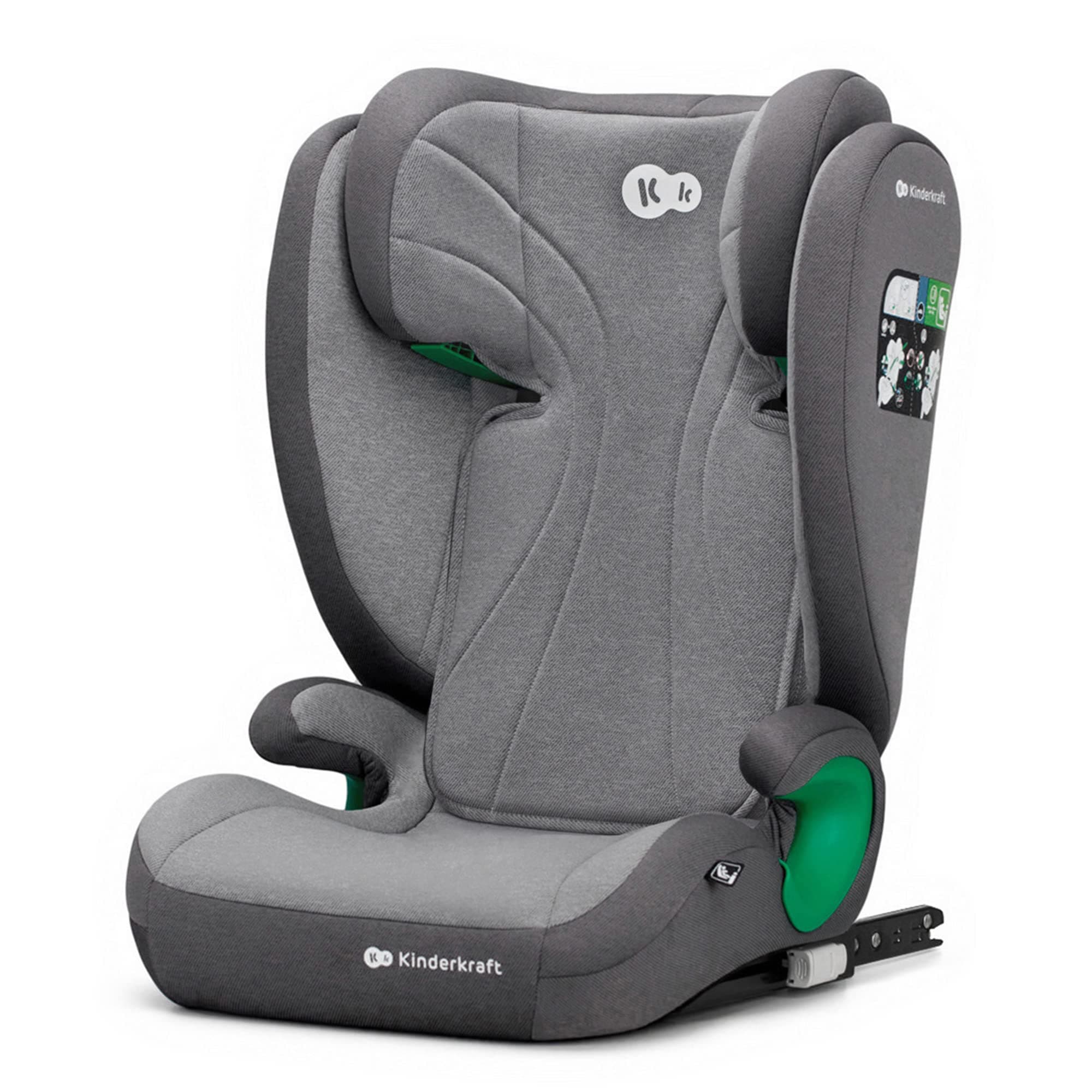 Kinderkraft JUNIOR FIX i-Size Siège auto bébé Gris Protection latérale Têtière ajustable