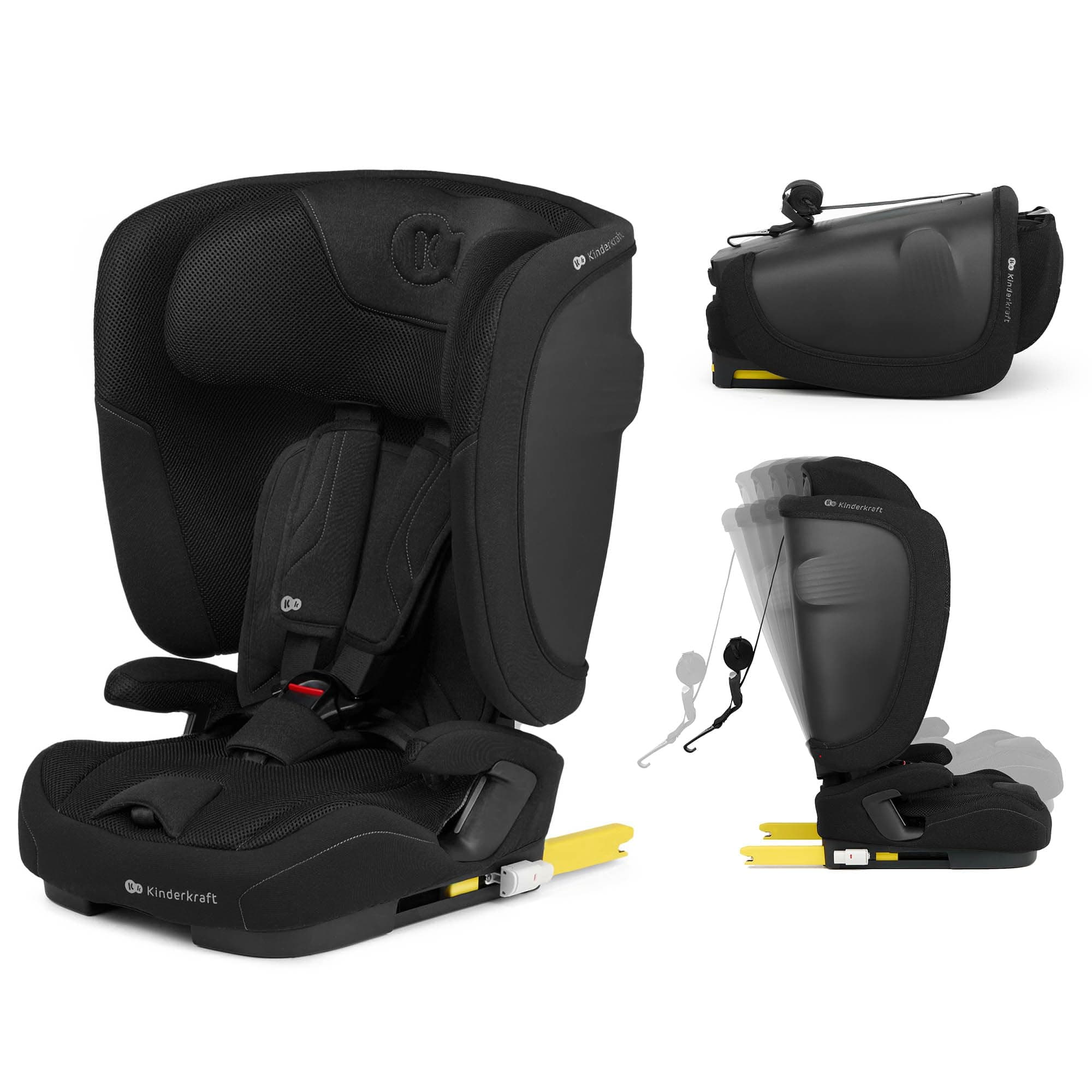 Kinderkraft FIX2GO Noir, siège enfant i-size 76-150 cm, top tether, sécurité abreuvée, sensibilisation électronique, jus