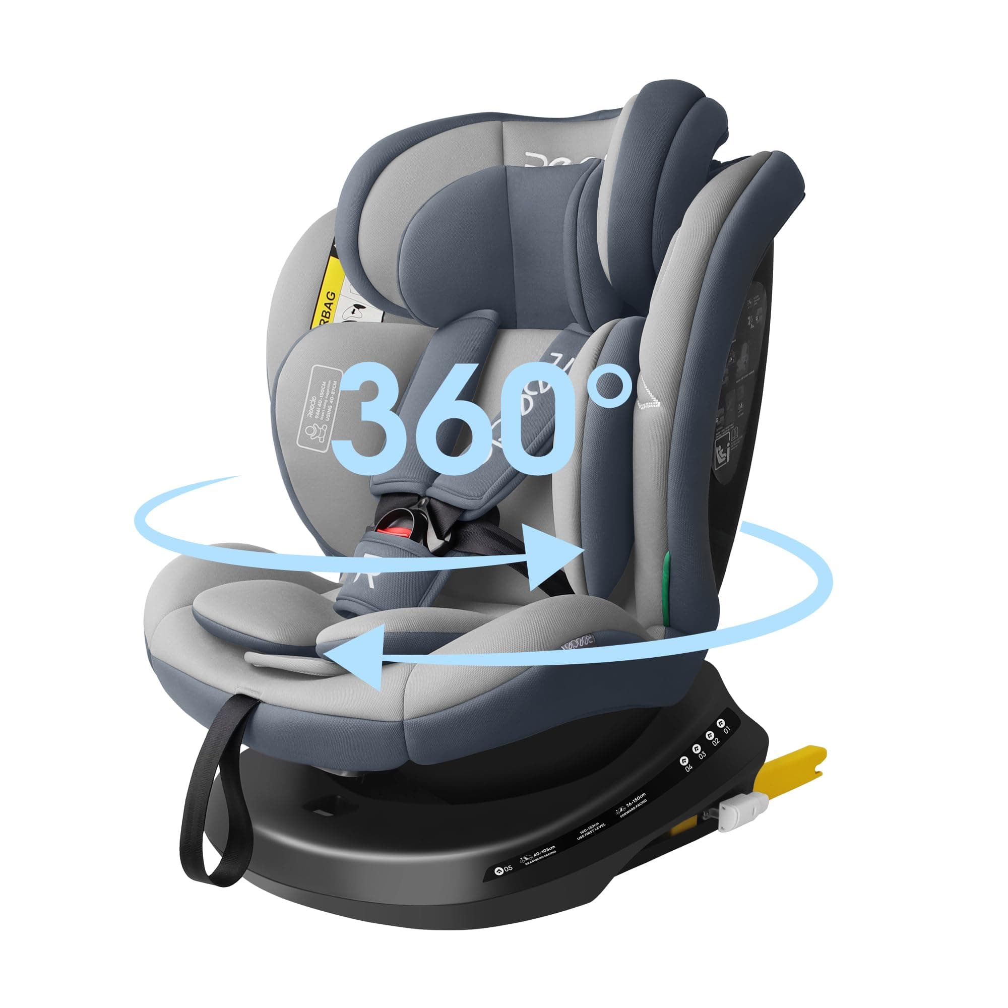 Reecle i-Size Siège Auto 360 Pivotant ISOFIX, bébé à enfant de 0 à 12 ans (0-36 kg), conformité ECE R129