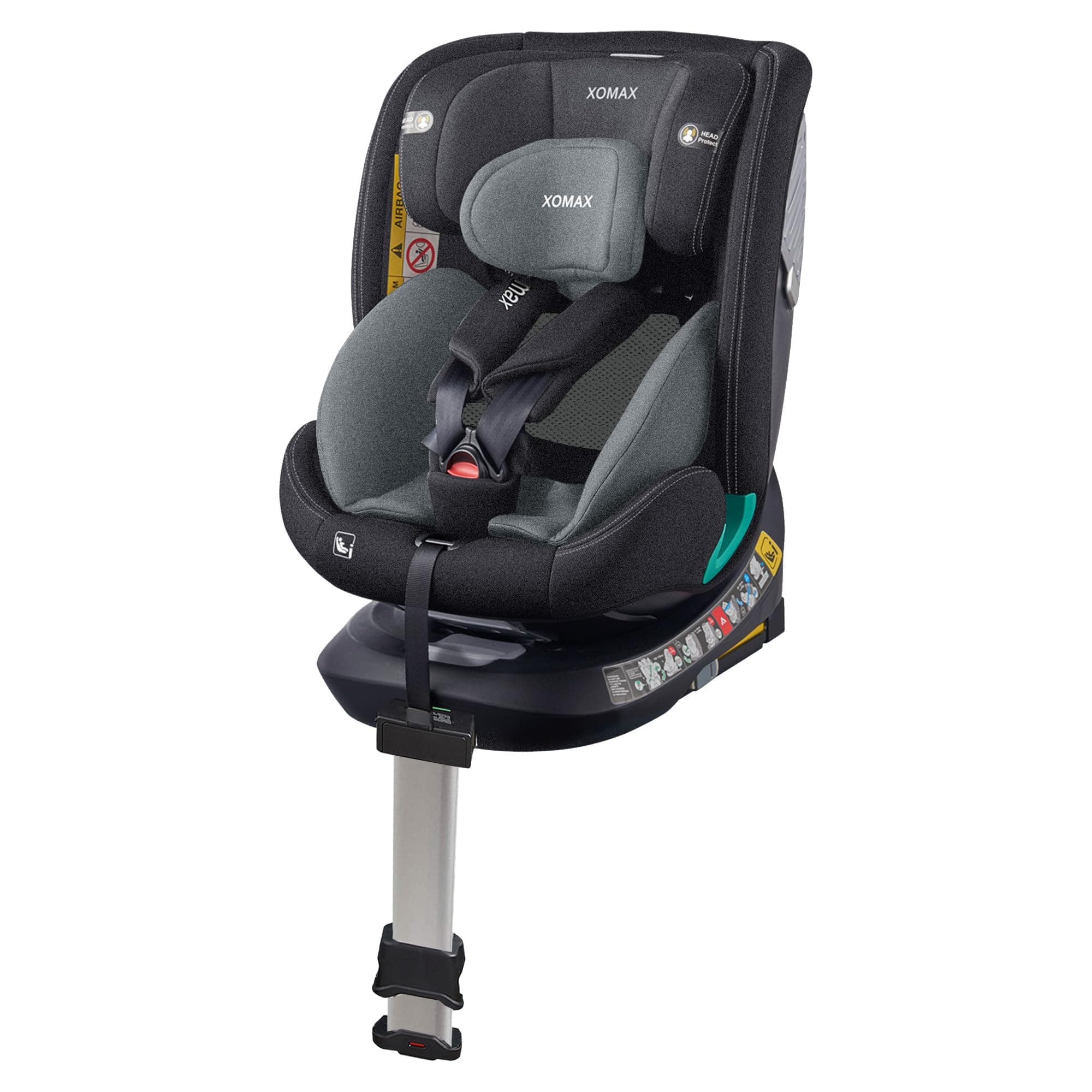 XOMAX G409 - Siège enfant rotatif 360° - Pieds ISOFIX - Évolutif 0-36 kg - 0-12 ans - Harnais 5 et 3 points - Housse lav