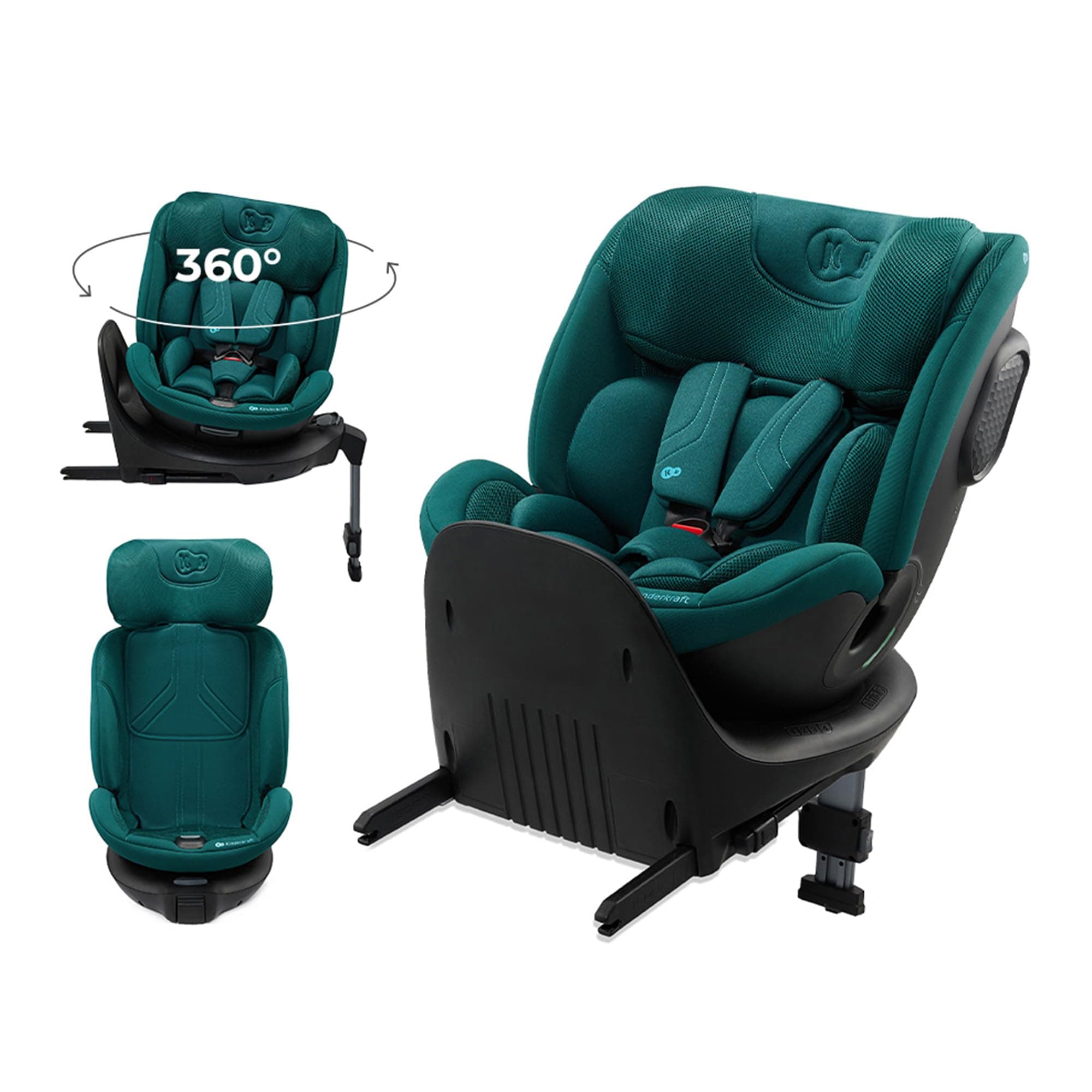 Kinderkraft XRIDER2 I-SIZE - Siège auto bébé 0-25 kg, évolutif 0-7 ans, protections latérales, harnais 5 points, Vert