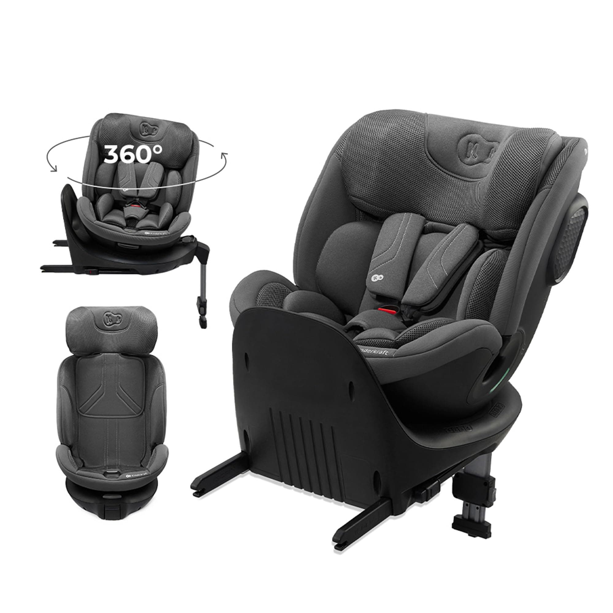 Kinderkraft XRIDER2 I-SIZE Gris, Siège auto bébé évolutif 0-25 kg, pour enfants de 0 à 7 ans, Isofix 360°, protections l