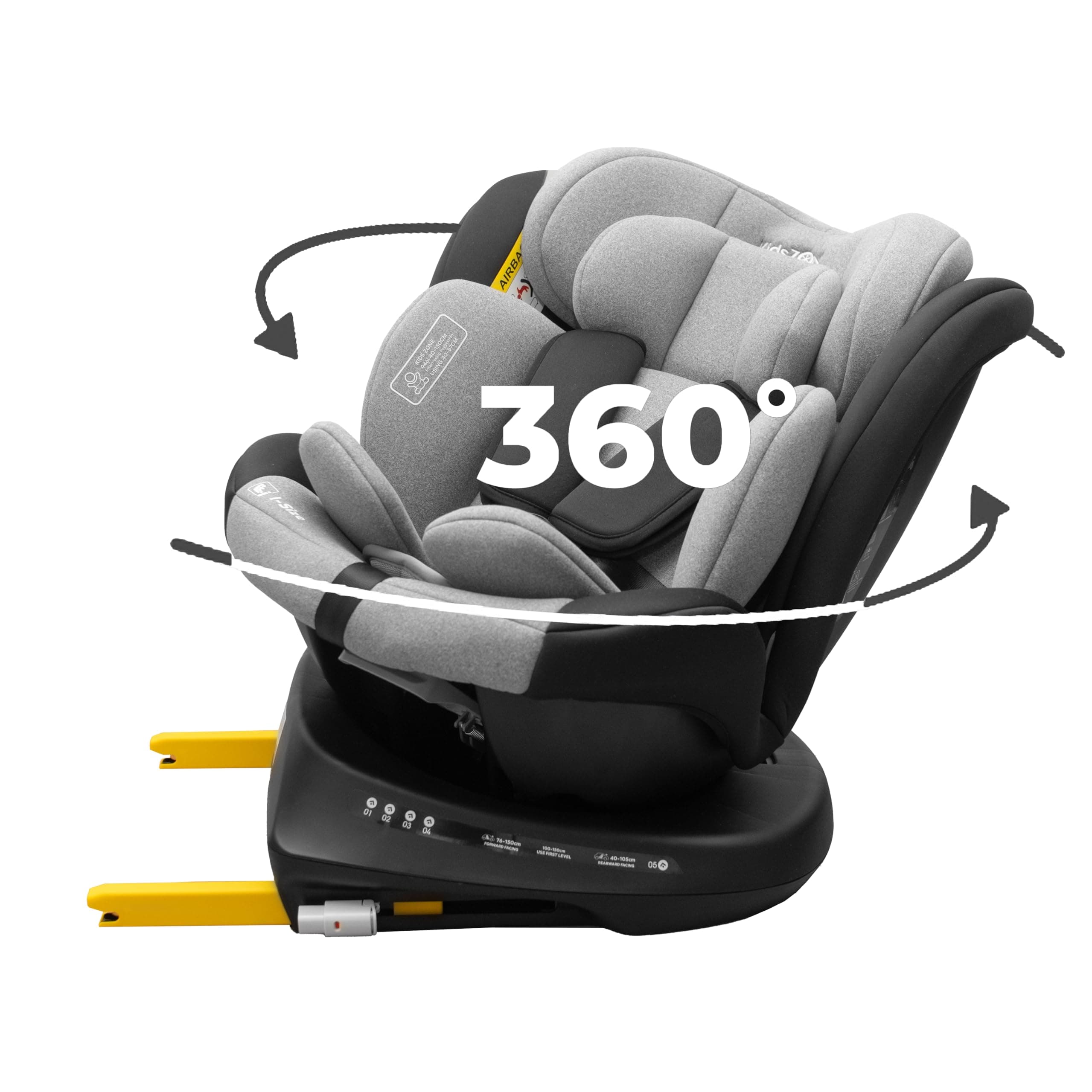 Siège auto bébé ISOFIX 0 à 36kg, pivotant 360°, i-Size, 9 positions d'appui-tête, 5 positions d'inclinaison, harnais à 5